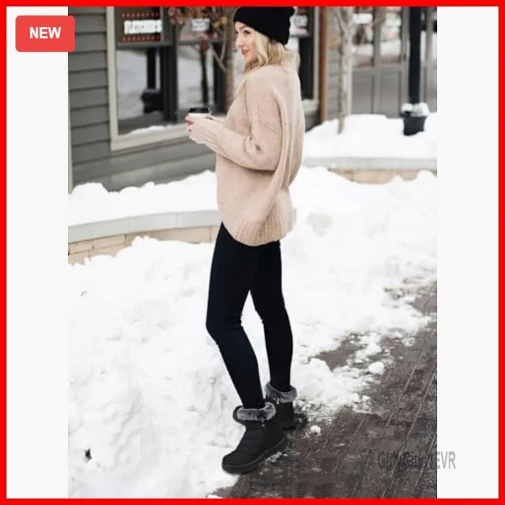 Waterproof Winter Snow Boots Fur Lined Non Slip Ankle Booties Size 5-10
